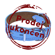 KOŽENÝ OBOJEK ZDOBENÝ ŠITÍM, HERRY - SVĚTLE MODRÁ - OBOJKY PRO PSY