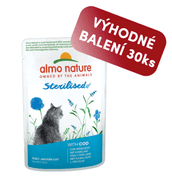 ALMO NATURE HOLISTIC STERILISED - TRESKA 70G VÝHODNÉ BALENÍ 30KS - KONZERVY PRO KOČKY