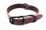 KOŽENÝ OBOJEK ARGUS, ČERNÉ KOVÁNÍ - BORDÓ - OBOJKY PRO PSY