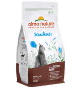 ALMO NATURE STERILISED - PRO KASTROVANÉ KOČKY S ČERSTVÝM HOVĚZÍM 400G + 1 KAPSIČKA ZDARMA - GRANULE PRO KOČKY