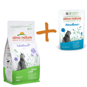 ALMO NATURE INTESTINAL HELP – PODPORUJE ZAŽÍVÁNÍ, S ČERSTVÝM JEHNĚČÍM 400G + TRESČÍ KAPSIČKA ZDARMA - GRANULE PRO KOČKY