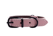BAFPET KOŽENÝ OBOJEK HERRY MINI, ČERNÉ KOVÁNÍ - RŮŽOVÁ - OBOJKY PRO PSY