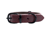 KOŽENÝ OBOJEK ARGUS, ČERNÉ KOVÁNÍ - BORDÓ - OBOJKY PRO PSY