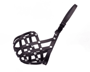 KOŽENÝ NÁHUBEK, PLETENÝ - ČERNÁ - NÁHUBKY A OHLÁVKY