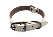 KOŽENÝ OBOJEK ARGUS, ČERNÉ KOVÁNÍ - ŠEDÁ - OBOJKY PRO PSY
