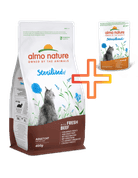 ALMO NATURE STERILISED - PRO KASTROVANÉ KOČKY S ČERSTVÝM HOVĚZÍM 400G + 1 KAPSIČKA ZDARMA - GRANULE PRO KOČKY