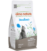 ALMO NATURE STERILISED -  PRO KASTROVANÉ KOČKY S ANČOVIČKAMI 400G + KUŘECÍ KAPSIČKA ZDARMA - GRANULE PRO KOČKY