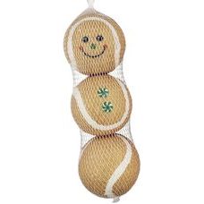 Nobby Vánoční tenisové míčky - Perníček 3ks 6cm