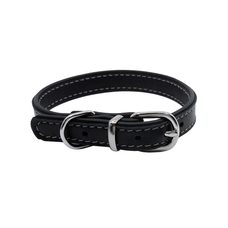 BAFPET Kožený obojek DENY, hladký - Černá