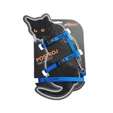 BAFPET Set postroj + vodítko pro kočky - Modrá