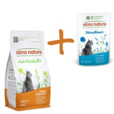 Almo Nature Anti Hairball - s čerstvým kuřetem 400g + tresčí kapsička ZDARMA