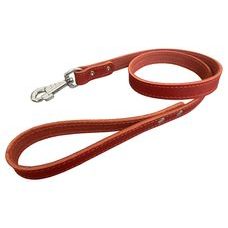 BAFPET Kožené vodítko z mastné kůže, obšité - Červená VÝPRODEJ SLEVA 20%