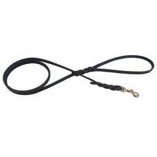 Vodítko mastná kůže VIPET, zapletené - Černá