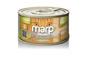 MARP HOLISTIC PLUS KONZERVA PRO KOČKY – KUŘE S KREVETAMI A BRUSINKAMI V ŽELÉ 70G 2 + 1 KS ZDARMA