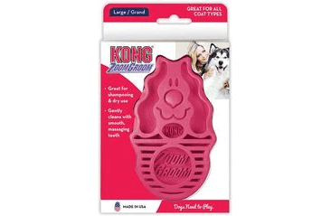 KONG ZOOM GROOM GUMOVÝ KARTÁČ 11CM - RŮŽOVÝ