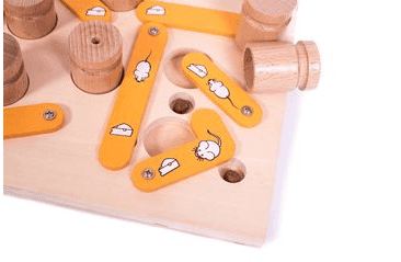 DŘEVĚNÝ HLAVOLAM MICE (14 DŘEVĚNÝCH VÁLEČKŮ)