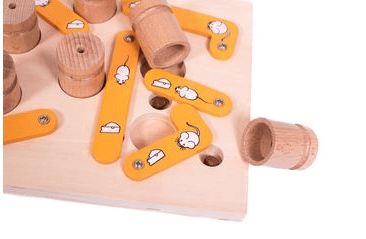 DŘEVĚNÝ HLAVOLAM MICE (14 DŘEVĚNÝCH VÁLEČKŮ)