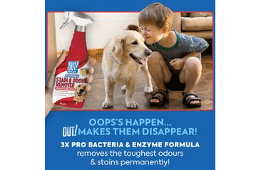 OUT! SUPER ÚČINNÝ ODSTRAŇOVAČ ZÁPACHU A NEČISTOT PRO PSY 945ML