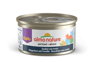 ALMO NATURE DAILY MENU WET CAT - KOUSKY SE PSTRUHEM 85G VÝHODNÉ BALENÍ 24KS