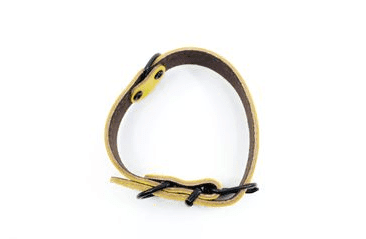 KOŽENÝ OBOJEK ARGUS, ČERNÉ KOVÁNÍ - ŽLUTÁ