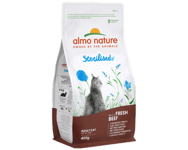 ALMO NATURE STERILISED - PRO KASTROVANÉ KOČKY S ČERSTVÝM HOVĚZÍM 400G