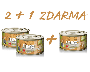 MARP HOLISTIC PLUS KONZERVA PRO KOČKY - KUŘECÍ PATÉ S HOVĚZÍMI KOUSKY 70G 2 + 1 KS ZDARMA