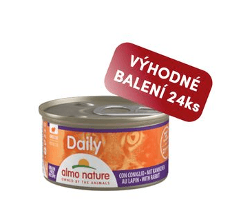ALMO NATURE DAILY MENU - PĚNA S KRÁLÍKEM 85G VÝHODNÉ BALENÍ 24KS