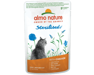 ALMO NATURE HOLISTIC STERILISED S KUŘETEM 70G VÝHODNÉ BALENÍ 30KS