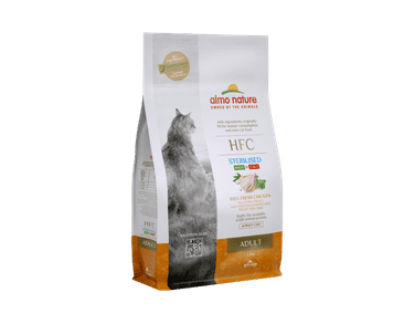 ALMO NATURE HFC STERILISED - PRO DOSPĚLÉ KASTROVANÉ KOČKY S KUŘECÍM 1,2KG EXP 04/2023 SLEVA 50%