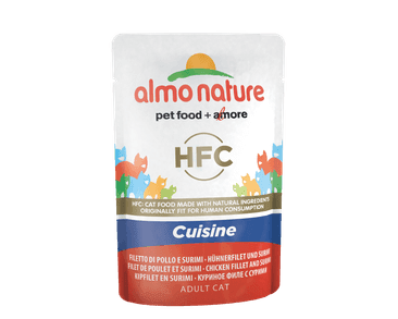 ALMO NATURE HFC CUISINE WET CAT - KUŘECÍ FILET A SURIMI 55G VÝHODNÉ BALENÍ 24KS