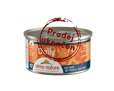 ALMO NATURE DAILY MENU WET CAT - KOUSKY SE PSTRUHEM 85G VÝHODNÉ BALENÍ 24KS