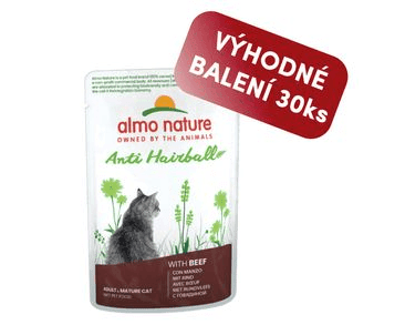 ALMO NATURE HOLISTIC ANTIHAIRBALL S HOVĚZÍM 70G VÝHODNÉ BALENÍ 30KS