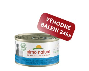 ALMO NATURE HFC NATURAL DOG - TUŇÁK A TRESKA 95G VÝHODNÉ BALENÍ 24KS