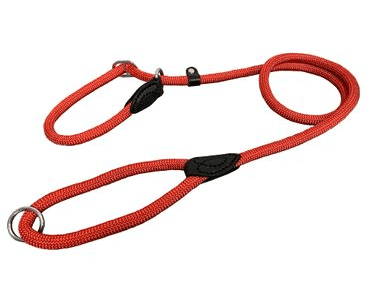 VODÍTKO PŘEDVÁDĚCÍ JEDNOBAREVNÉ LANO, ŠITÉ KŮŽÍ - ČERVENÁ