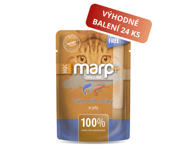 MARP HOLISTIC PLUS KAPSIČKA PRO KOČKY - TUŇÁK S KREVETAMI V ŽELÉ 24X55G