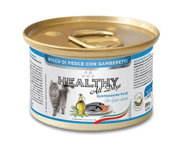 HEALTHY ALL DAYS PATÉ RYBA S KREVETAMI 200G EXP 02/2024 SLEVA 20%