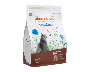 ALMO NATURE STERILISED - PRO KASTROVANÉ KOČKY S ČERSTVÝM HOVĚZÍM 2KG