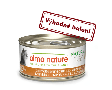 ALMO NATURE HFC NATURAL - KUŘE A SÝR 70G VÝHODNÉ BALENÍ 24KS