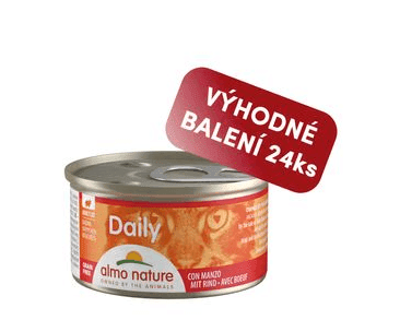 ALMO NATURE DAILY MENU - KOUSKY S HOVĚZÍM 85G VÝHODNÉ BALENÍ 24KS