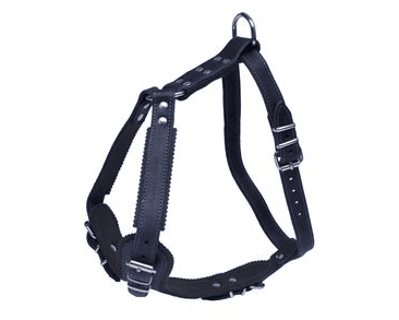 BAFPET KOŽENÝ POSTROJ JAGO S NÁPRSENKOU - ČERNÁ