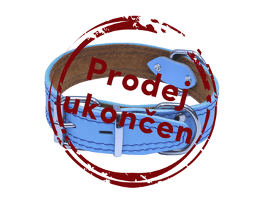 KOŽENÝ OBOJEK ZDOBENÝ ŠITÍM, HERRY - SVĚTLE MODRÁ