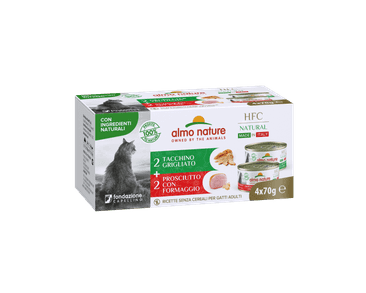 ALMO NATURE HFC MADE IN ITALY MULTIPACK ŠUNKA SE SÝREM/GRILOVANÁ KRŮTA 4X70G EXP 01/2024 SLEVA 50%