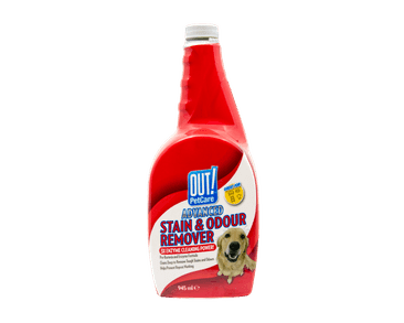 OUT! SUPER ÚČINNÝ ODSTRAŇOVAČ ZÁPACHU A NEČISTOT PRO PSY 945ML