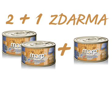 MARP HOLISTIC PLUS KONZERVA PRO KOČKY – TUŇÁKOVÉ PATÉ S KREVETAMI 70G 2 + 1 KS ZDARMA