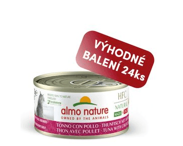 ALMO NATURE HFC NATURAL MADE IN ITALY - TUŇÁK S KUŘETEM 70G VÝHODNÉ BALENÍ 24KS