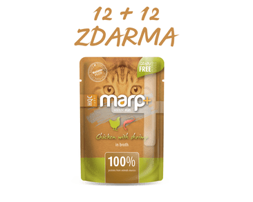 MARP HOLISTIC PLUS KAPSIČKA PRO KOČKY - KUŘE S KREVETAMI VE VÝVARU 55G 12 + 12 KS ZDARMA