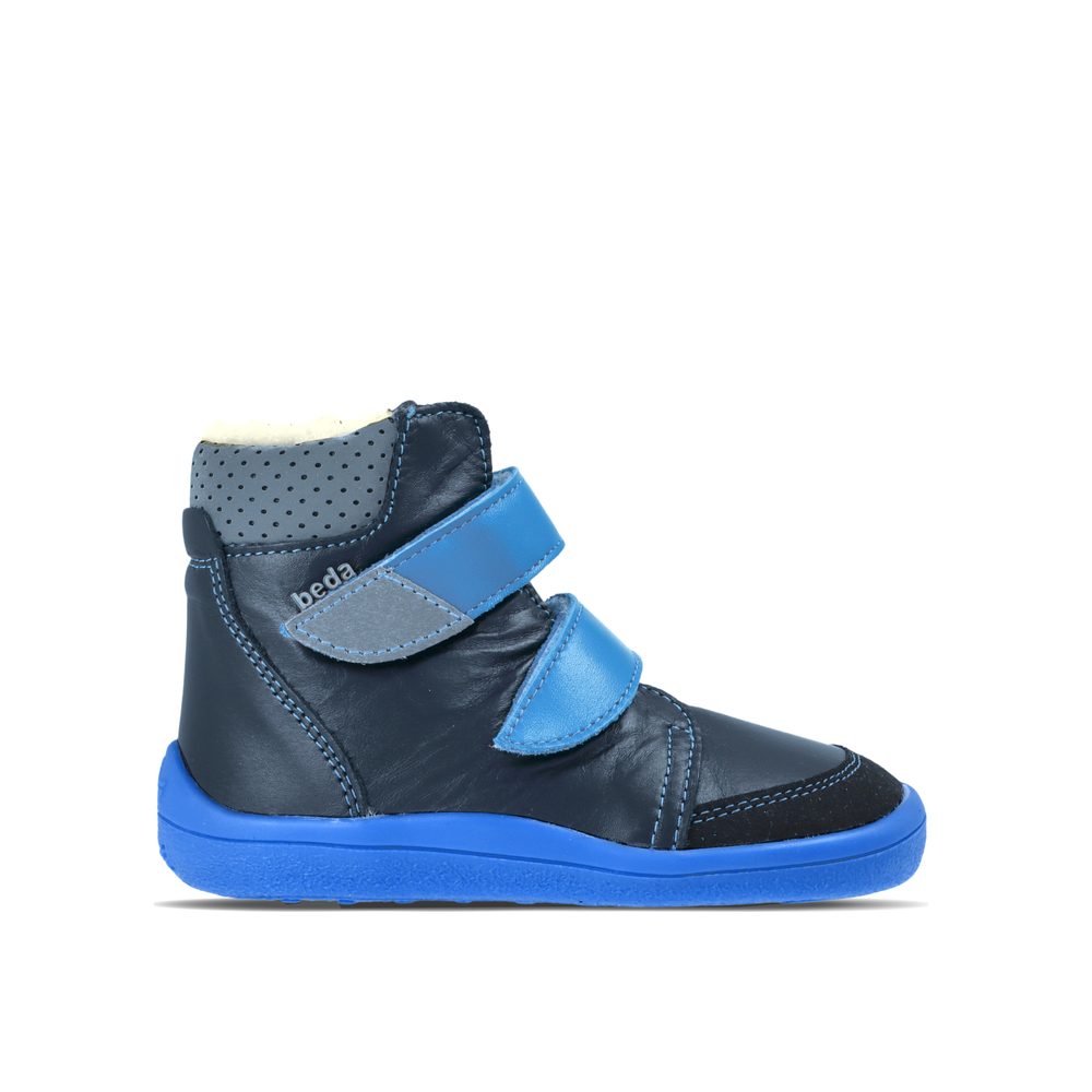 BEDA ZIMNÍ VYŠŠÍ BF 0004/W/SO/MK SKY Blue užší kotník Dětské zimní zateplené barefoot boty