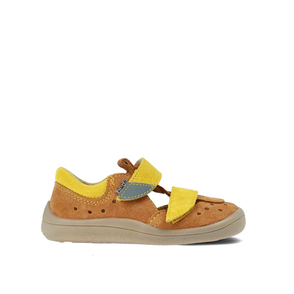 BEDA SANDÁLY BF 0001/SD/W CARAMEL Yellow Dětské barefoot sandály
