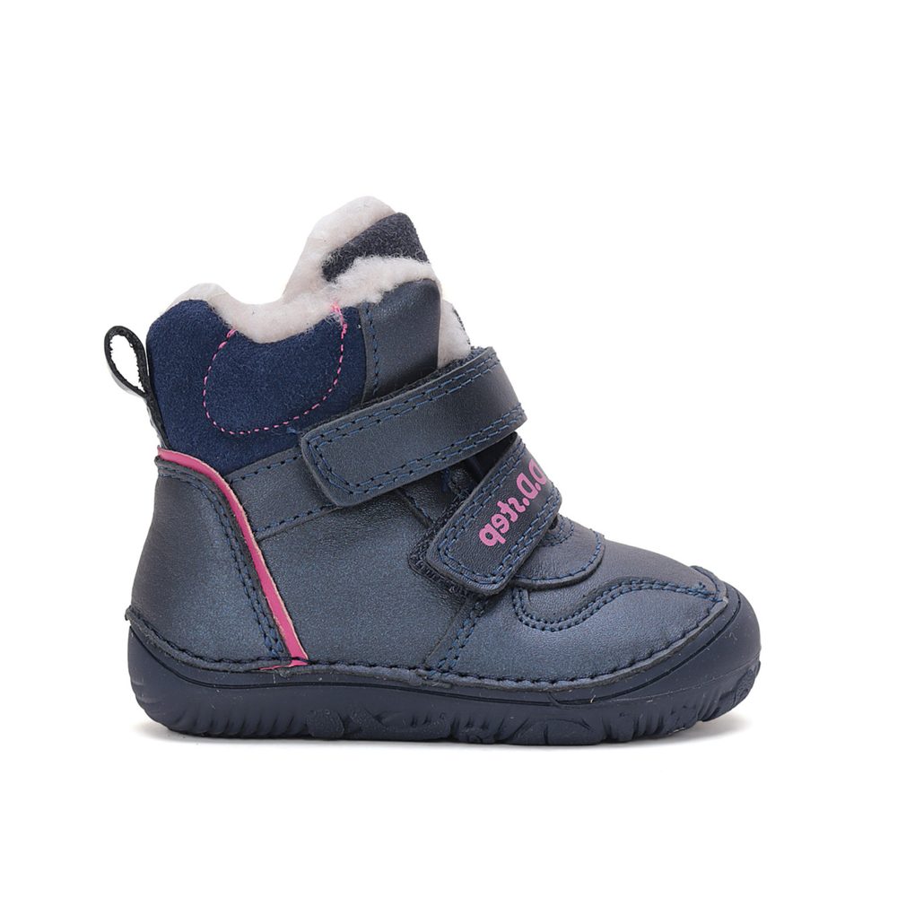 D.D.STEP W073-42814B ZIMNÍ KOTNÍKOVÉ BOTY Royal Blue Dětské zimní zateplené barefoot boty - 24