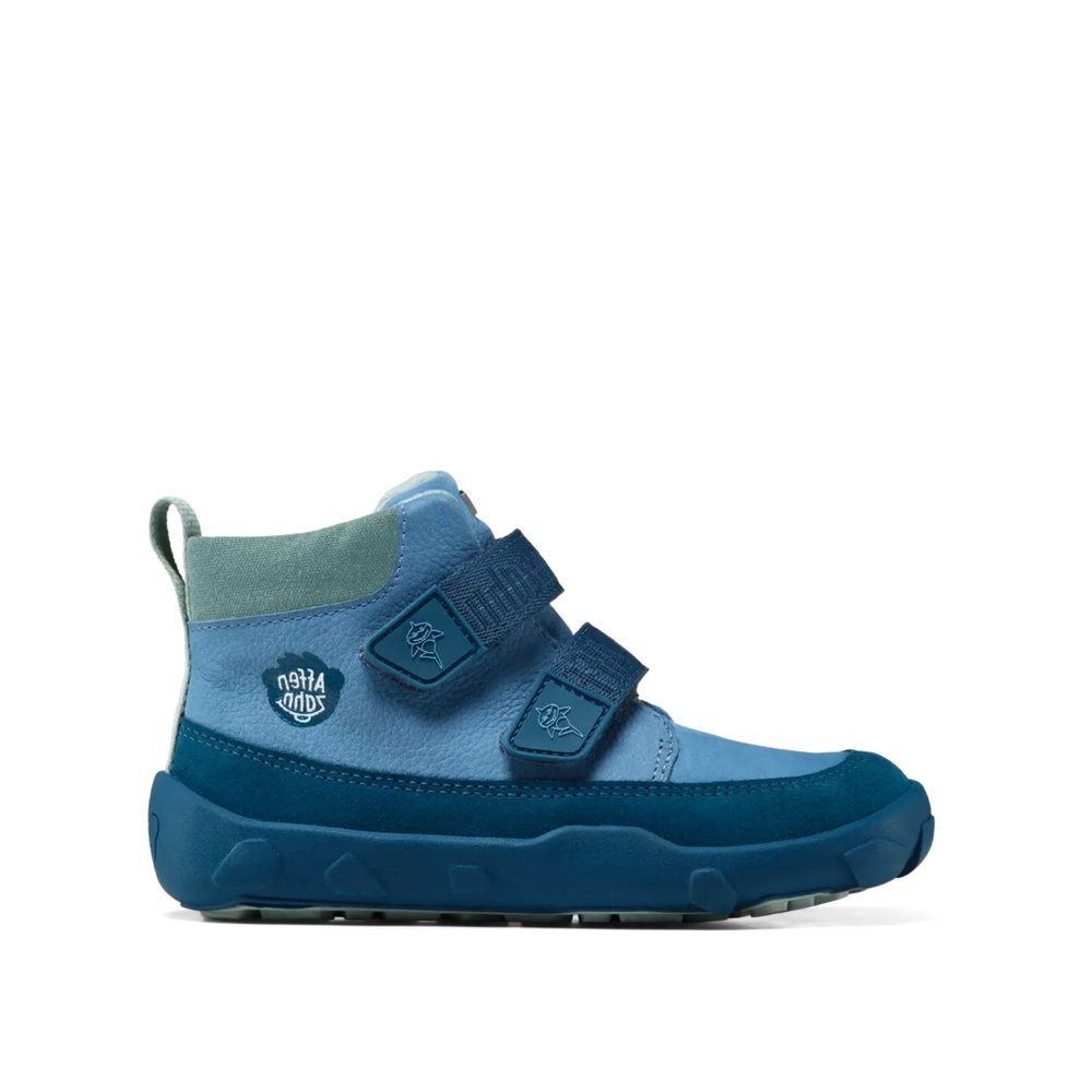 Affenzahn LOWBOOT LEATHER FRIENDY SHARK Blue Dětské celoroční barefoot boty